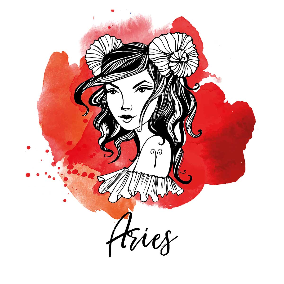 watercolor illustration of Aries