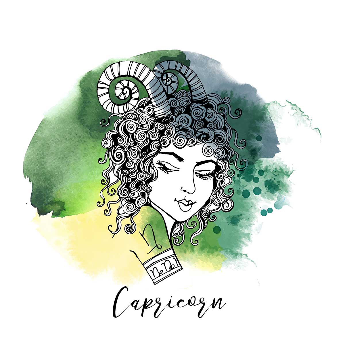watercolor illustration of Capricorn