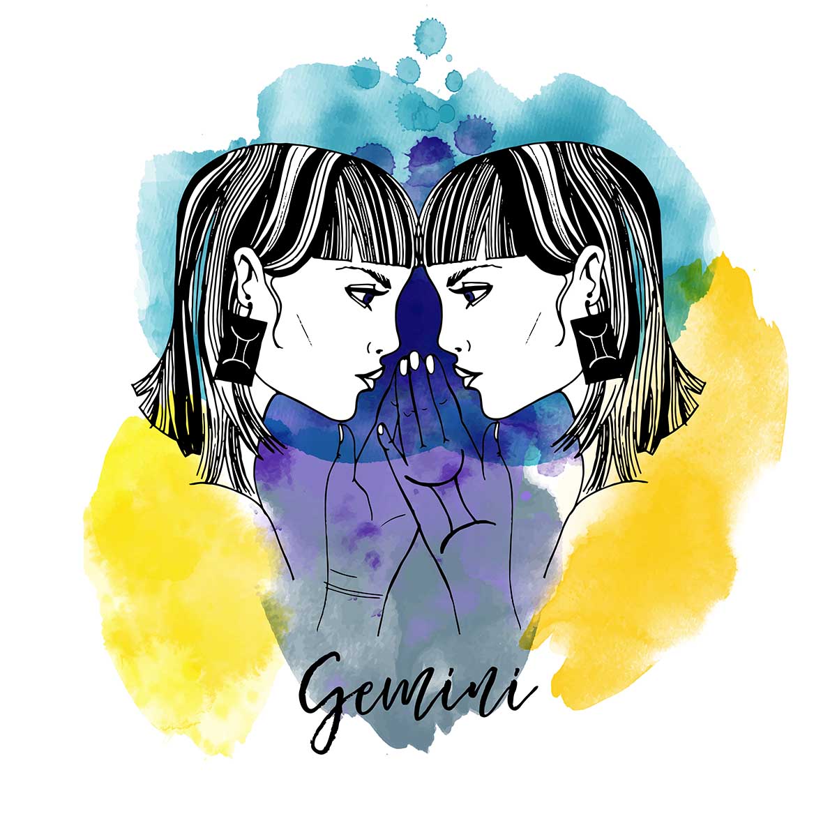 watercolor illustration of Gemini