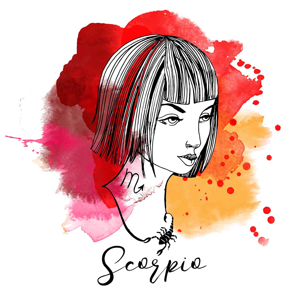 watercolor illustration of Scorpio
