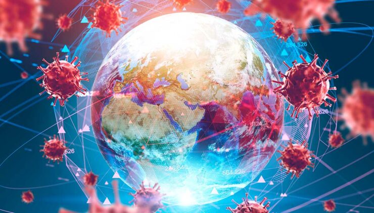 World surrounded by coronavirus