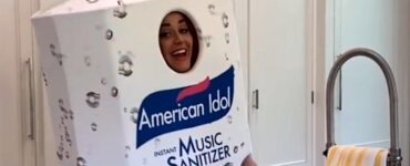 Katy Perry dressed as a bottle of hand sanitizer