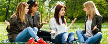 Group of girlfriends arguing