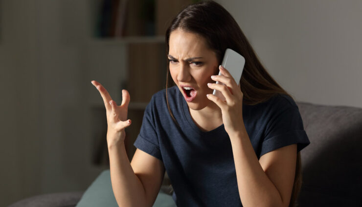 Angry woman on phone
