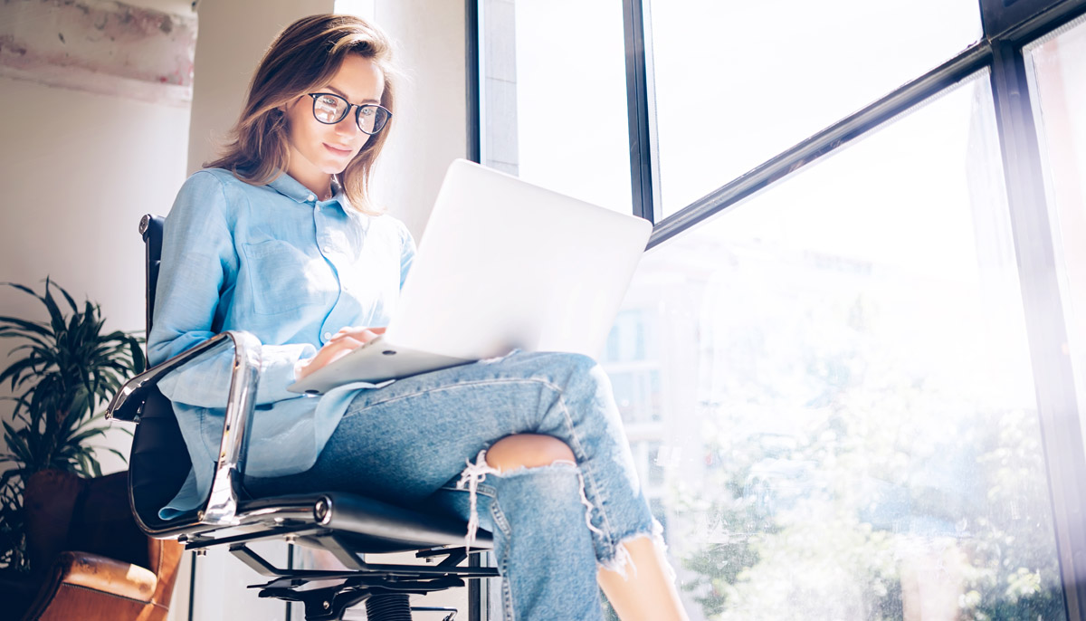 Hipster woman on laptop