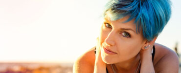 Woman with blue hair