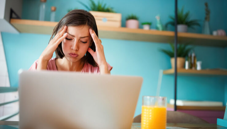 Woman frustrated on computer