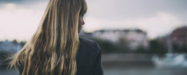 Woman on stormy day