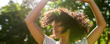 Woman dancing outside